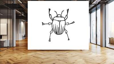 beetle vector doodle sketch isolated on white background Wall mural