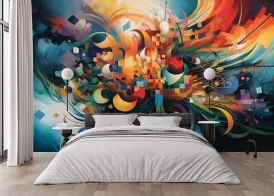 an intricate abstract artwork with a dynamic and vibrant design. Generative AI Wall mural