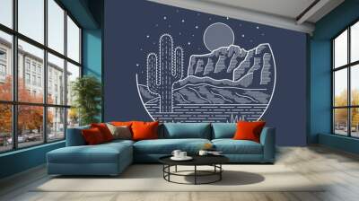 mono line Arizona desert vector for patch, pin, graphic, art t-shirt design Wall mural