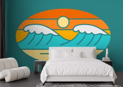 Twins wave in the summer time vector t-shirt, badge, and sticker illustration Wall mural