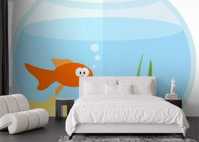 Flat cartoon aquarium Wall mural