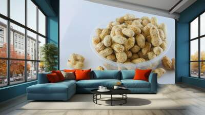 Peanuts seed. Many groundnuts in shells. Peanuts background Wall mural