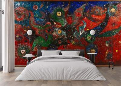 Abstract Cosmic Art with Vivid Colors Wall mural