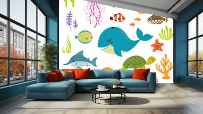 Cute underwater world Wall mural