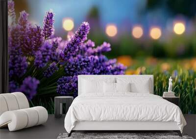 A 3D Provence lavender field with soft lighting, symbolizing the natural beauty of southern France. Wall mural