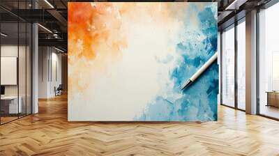 Abstract watercolor background with a notepad and pen for meeting notes. Wall mural