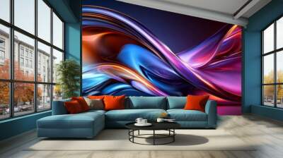 Mesmerizing, abstract digital art with flowing lines and vibrant colors, high-quality, contemporary Wall mural