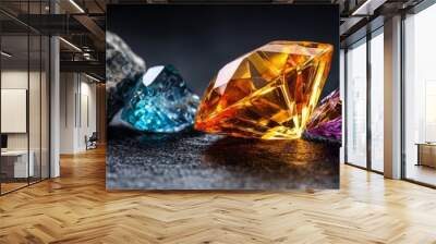 Radiant gemstone with captivating facets and colors, natural treasure, geological wonder, symbol of elegance :: gemstone identification, crystal healing, jewelry making Wall mural