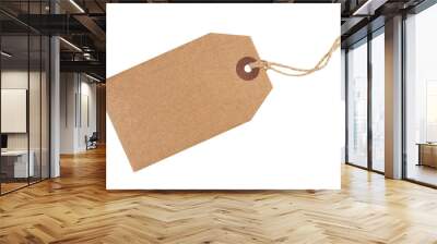 Craft paper tag with twine isolated on transparent background Wall mural