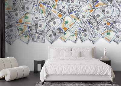 Hundred dollar bills as a border isolated on transparent background Wall mural