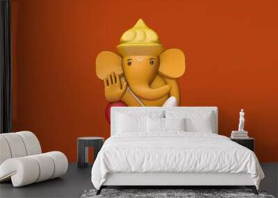 hindu god ganesha statue hindu sanatan religion festival concept elephant god. 3d render illustratio Wall mural