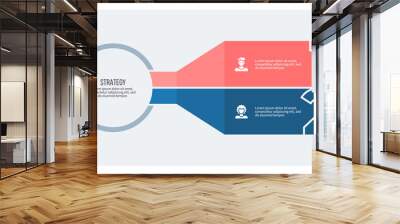 Business infographic. Banner with 2 steps, options. Vector template. Wall mural