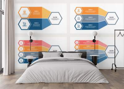 business infographic. organization chart with 2, 3, 4 ,5 options. vector template. Wall mural