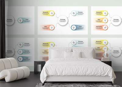 Business infographic. Organization chart with 3, 4, 5, 6, 7, 8 options. Vector template. Wall mural