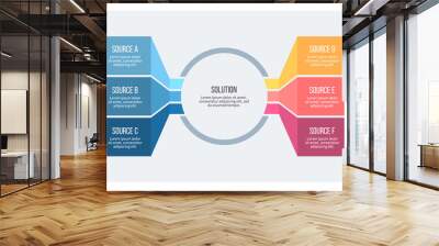 Business infographic. Organization chart with 6 options. Vector template. Wall mural