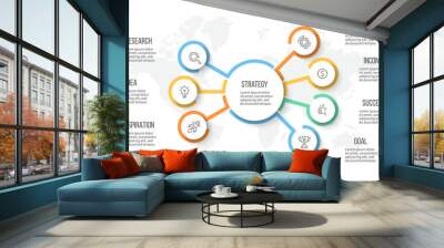 Business infographic. Organization chart with 7 options. Vector template. Wall mural