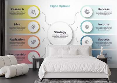 Business infographic. Organization chart with 8 options. Vector template. Wall mural