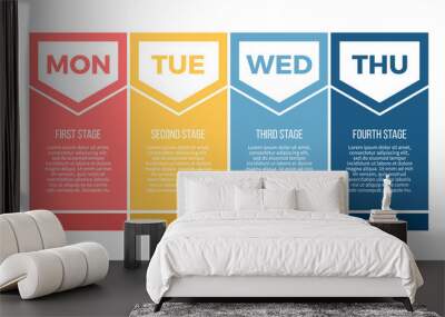 Business infographics with 4 steps, options. Vector template. Wall mural