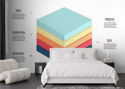 Business infographics. Chart with 5 steps, options, layers, levels. Vector diagram. Wall mural