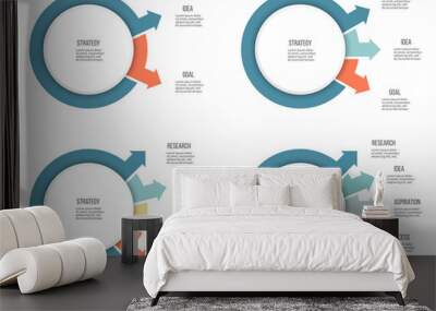 Business infographics. Organization chart with 2, 3, 4, 5 options, arrows. Vector template. Wall mural