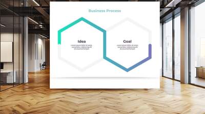 Business infographics. Timeline with 2 steps, options, hexagons. Vector template. Wall mural