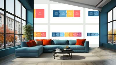 Business infographics. Timeline with 3, 4, 5, 6, 7, 8 steps, options, squares. Vector template. Wall mural