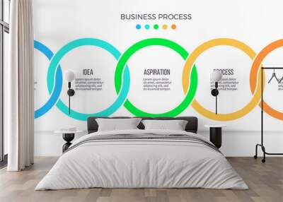 Business infographics. Timeline with 5 steps, options, circles. Vector template. Wall mural