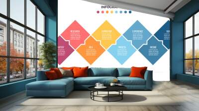 Business infographics. Timeline with 8 steps, options, squares. Vector template. Wall mural