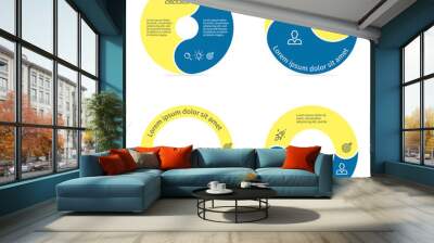 Circular infographics with rounded colored sections.  Wall mural