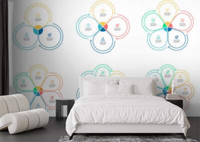 Outline infographics. Diagrams with 3 - 8 parts Wall mural