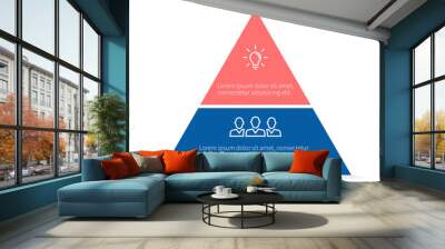 Pyramid for infographics. Vector chart, diagram with 2 steps, options.  Wall mural