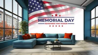 Memorial day card with flag and text Wall mural