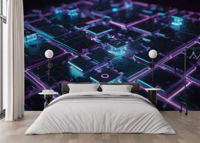 futuristic technology style abstract puzzle background. generative ai Wall mural