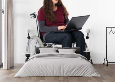 woman in wheelchair working with the computer Wall mural