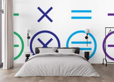 Plus, minus, multiply, equal and divide sign icon set. Math sign vector illustration. calculate icons Wall mural