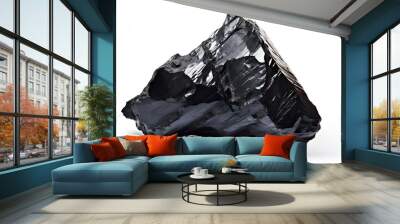 Black Obsidian volcanic glass crystal on white background. Wall mural