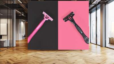 concept for ender stereotypes showing pink and black razor aimed at specific genders Wall mural