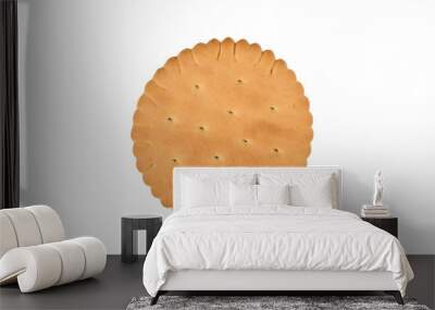 Single round biscuit isolated on white background Wall mural