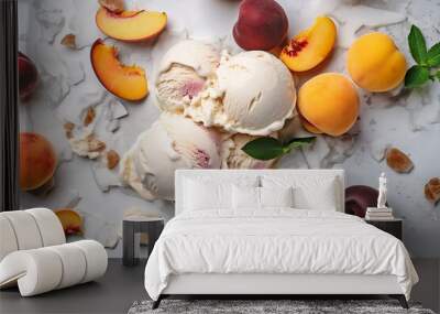 Top view of ice cream with fruits.  Wall mural