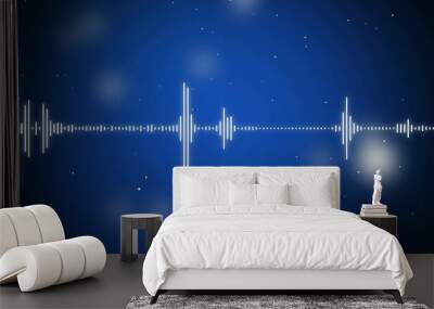 Sound wave rhythm background, technology concept, Sound waves Music equalizer on dark blue background. Waveform pattern for music player, podcast, voice message, music app Wall mural