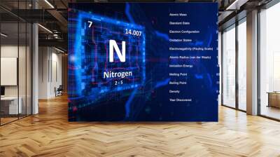 Modern periodic table element Nitrogen illustration Wall mural