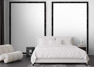 two blank banners with wooden frame on plaster wall background Wall mural