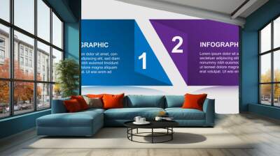 2 step infographic template with paper style Wall mural