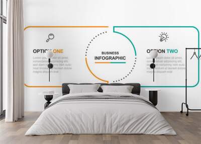 2 step template infographic vector with line style  Wall mural