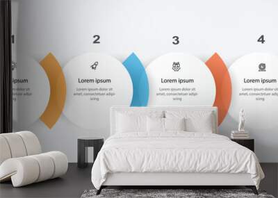 Design template infographic vector element with 4 step process can be used for workflow, business information, presentation, data visualization and web graphic design  Wall mural