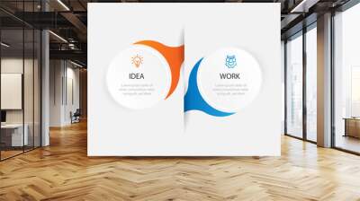 Modern template infographic with 2 step circle concept can be used for workflow, business information, and web design  Wall mural