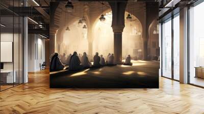 muslims praying in mosque Wall mural