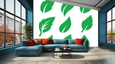 Green leaf icon set vector Wall mural