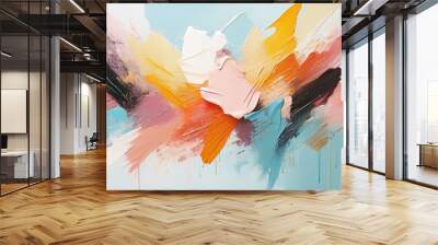 Abstract painting of artwork with a mixture of colorful brush strokes  Wall mural