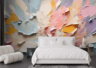 Multicolor abstract painting with grunge texture on canvas  Wall mural